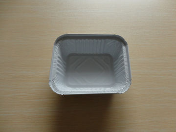 Prostokątne Folia aluminiowa z pokrywą Pojemniki Do Żywności Przechowywanie Biały Coated 450ml