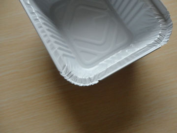 Prostokątne Folia aluminiowa z pokrywą Pojemniki Do Żywności Przechowywanie Biały Coated 450ml